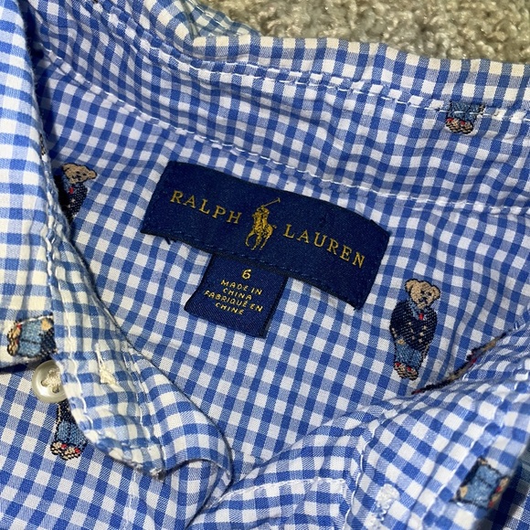 Ralph Lauren Polo, Boys size 6 , Bear themed button down, Great Condition - Picture 2 of 3